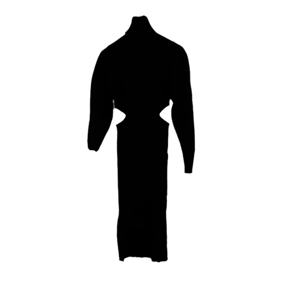 Cut Off Ribbed Black Dress - Picture 2 of 2